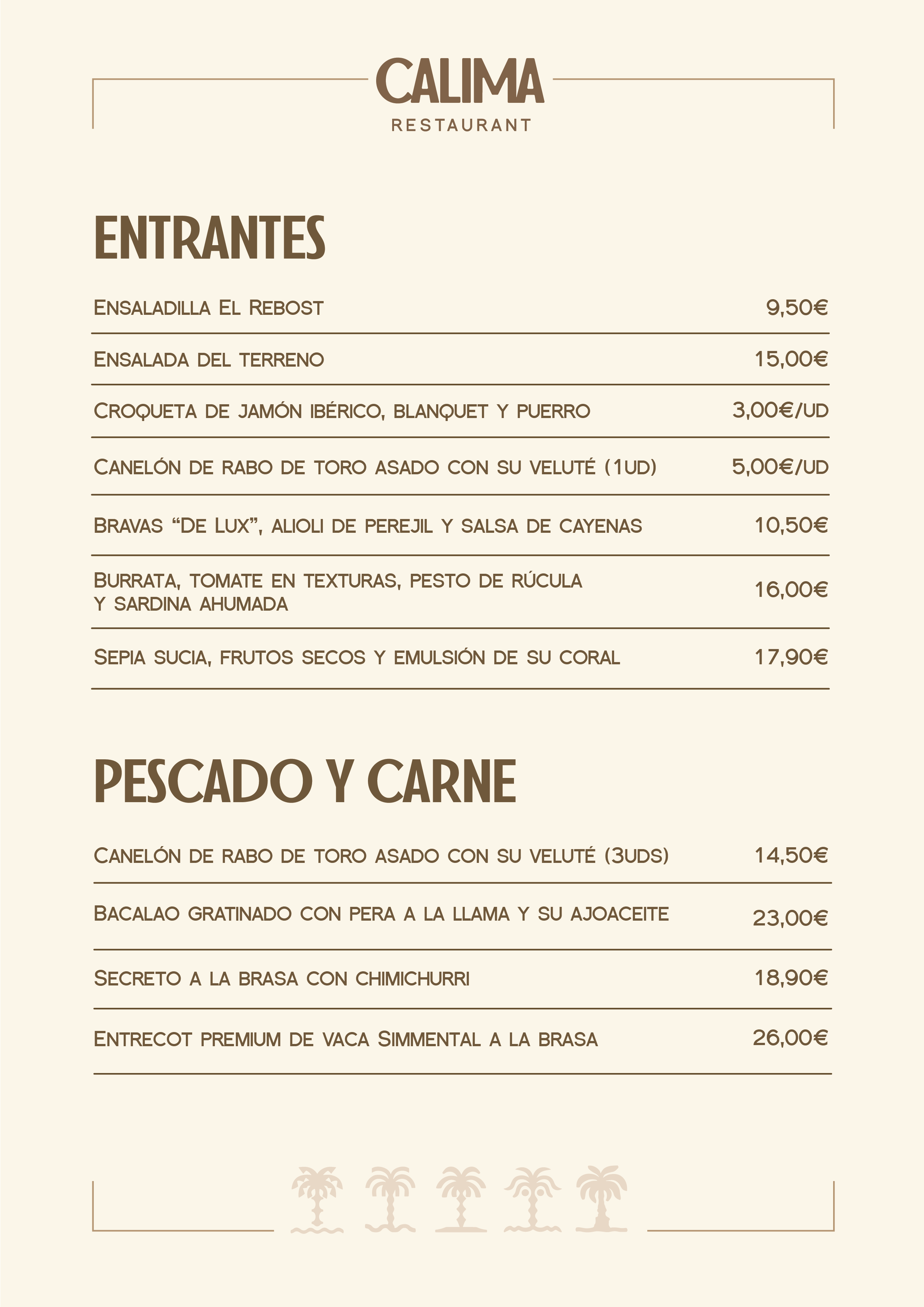 Menú Calima 1